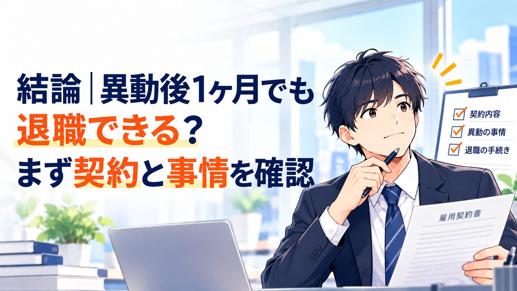 結論｜異動後1ヶ月でも退職できる？まず契約と事情を確認