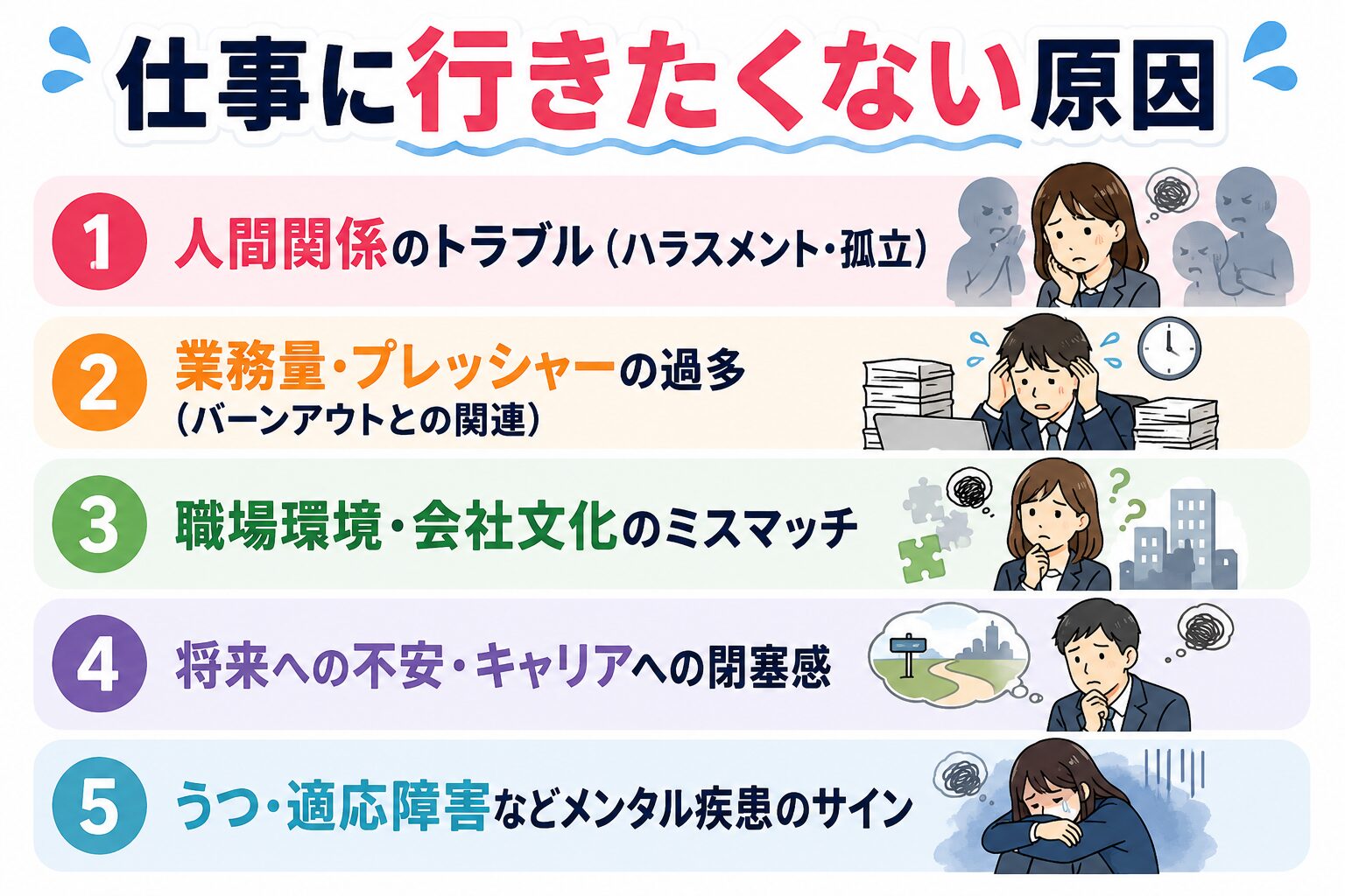 仕事に行きたくない原因