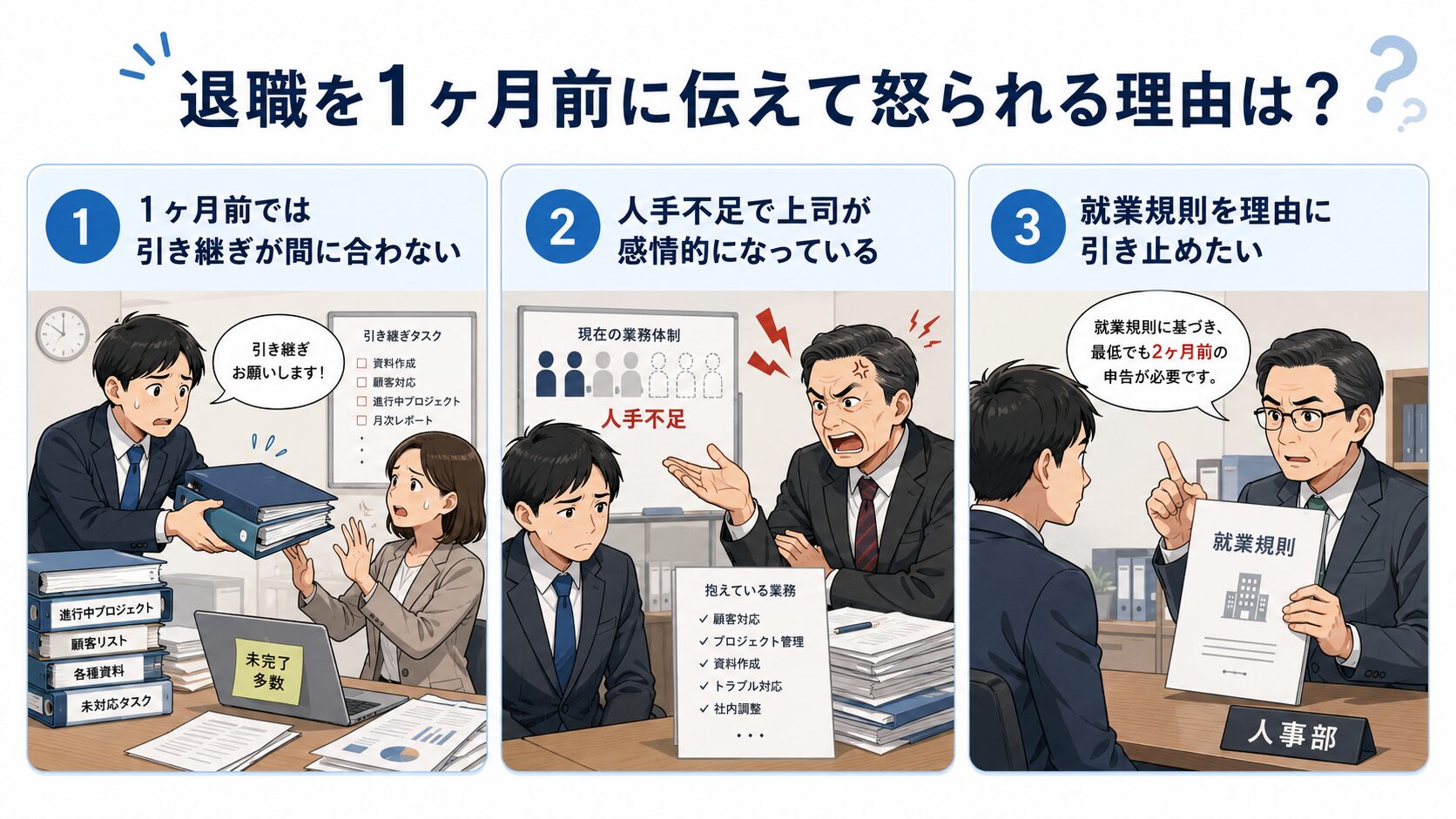 退職を1ヶ月前に伝えて怒られる理由は?