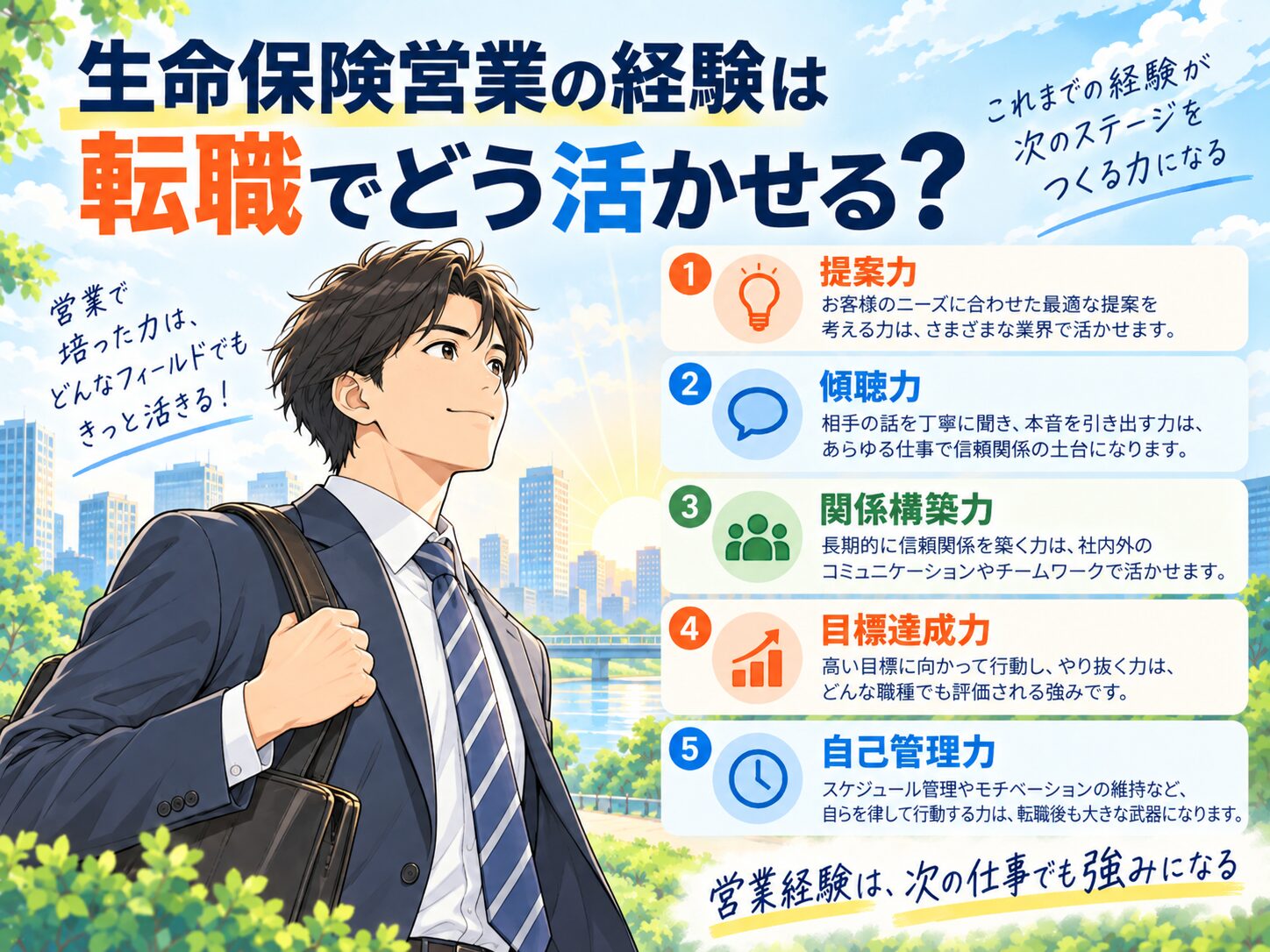 生命保険営業の経験は転職でどう活かせる?